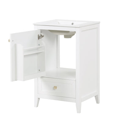 20" Bathroom Vanity with Sink, Bathroom Cabinet with Soft Closing Door, Storage Rack and A Drawer, White(Old SKU:N725P185452K)