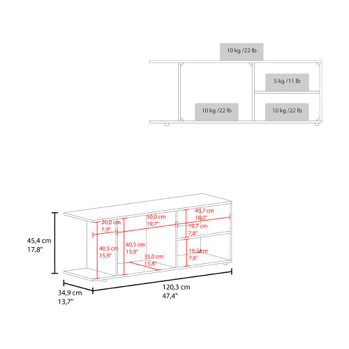 White Compact Barton Entertainment Center with Multi Storage Shelves for Living Room