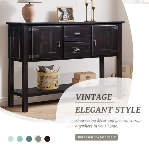 48 Inch Solid Wood Sideboard Buffet Cabinet with Drawers & Shelves Espresso