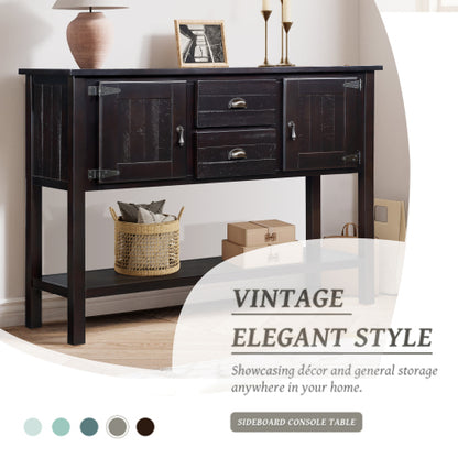 48 Inch Solid Wood Sideboard Buffet Cabinet with Drawers & Shelves Espresso
