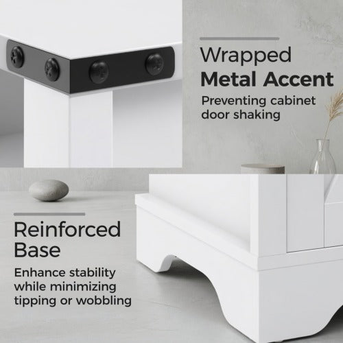 16inch White Farmhouse Charging Nightstand