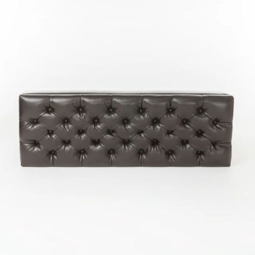 Dark Brown PU Storage Ottoman Bench, Tufted Upholstery with Rubber Wood Legs, 300 LBS Capacity, 51.18 inchL x17.52 inchW x18 inchH