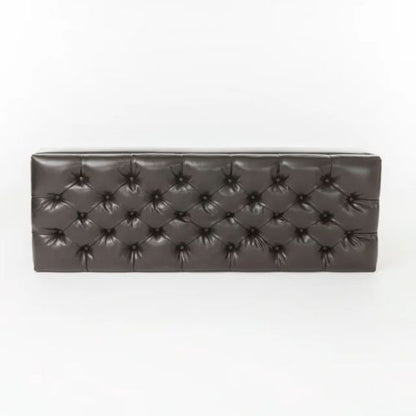 Dark Brown PU Storage Ottoman Bench, Tufted Upholstery with Rubber Wood Legs, 300 LBS Capacity, 51.18 inchL x17.52 inchW x18 inchH