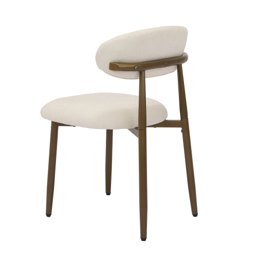 Modern Fabric Upholstered Metal Dining Side Chairs with Foot Pegs, Set of 2, Beige