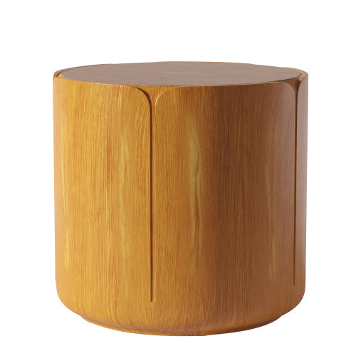 19.29"H Round Outdoor Indoor Side Table, Modern Wood Grain Patio Garden Stool, Sturdy MGO (Magnesium Oxide) Waterproof, No-Assembly Table for Patio, Garden, Backyard, Living Room (Wood Color)