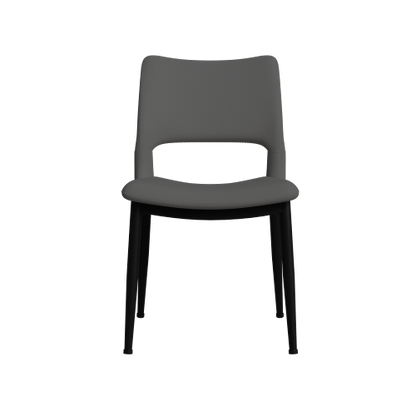 Modern Grey PU Leather Dining Chairs Set of 2 with Metal Legs for Kitchen, Restaurant and Office