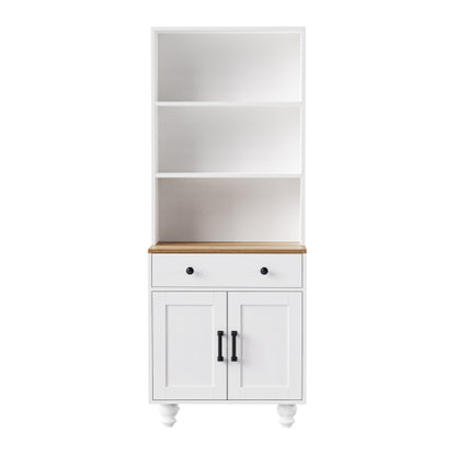 Farmhouse Pantry Cabinet with Drawer & Adjustable Shelves White