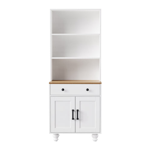 Farmhouse Pantry Cabinet with Drawer & Adjustable Shelves White