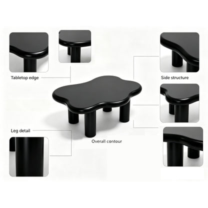 40 Inch Black Cloud Coffee Table Modern Irregular MDF Living Room Center Table