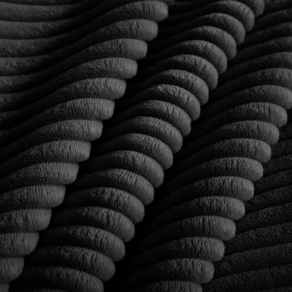 Corduroy Ottoman Black Modular Accent Ottoman with Plush Fabric and Comfortable Seating
