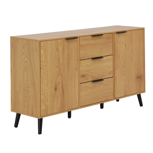 Natural Wood Sideboard Buffet Cabinet with 3 Drawers