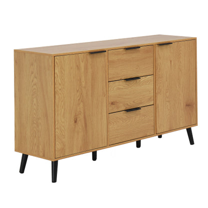 Natural Wood Sideboard Buffet Cabinet with 3 Drawers