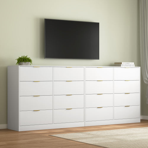 8 Drawers Dresser for Bedroom, Wood Bedroom Dresser Modern Drawer Chest, 8 Chest of Drawer, Tall Dresser for Closet, Dressers Organizer for Living Room, Closet, Hallway White