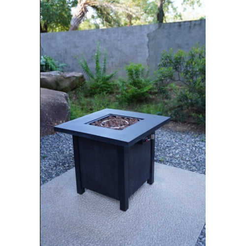 25" H Outdoor Patio Propane Gas Fire Pit Table - 50,000 BTU High-temperature-resistant carving process for environmentally friendly materials with the effect of rattan weaving grain