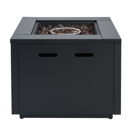30inch Square Steel Fire Pit Table, in Black,40000BTU