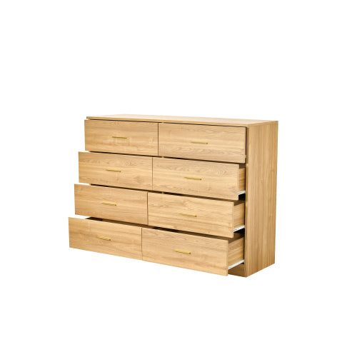 Modern Natural 8-Drawer Dresser for Bedroom - Ample Storage Wide Chest of Drawers, Sturdy & Safe