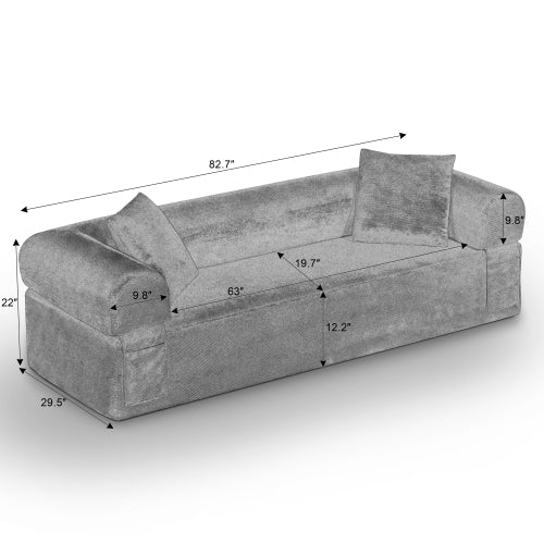 3-Seater Boneless Corduroy Sofa,No-Assembly for Compact Apartments