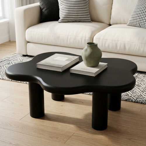 40 Inch Black Cloud Coffee Table Modern Irregular MDF Living Room Center Table