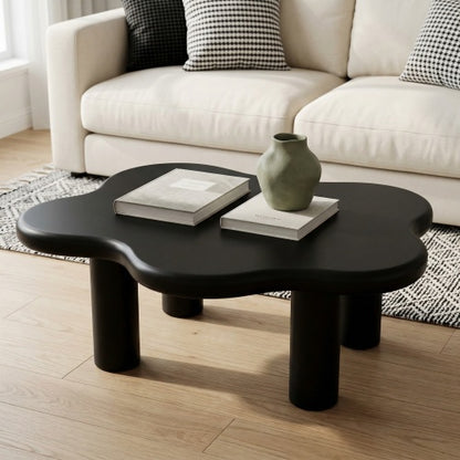 40 Inch Black Cloud Coffee Table Modern Irregular MDF Living Room Center Table