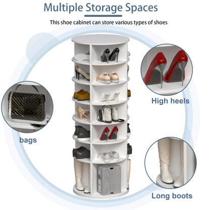 7 Tier 360 Degree Rotating Shoe Rack Tower Large Capacity Free Standing Shoe Organizer