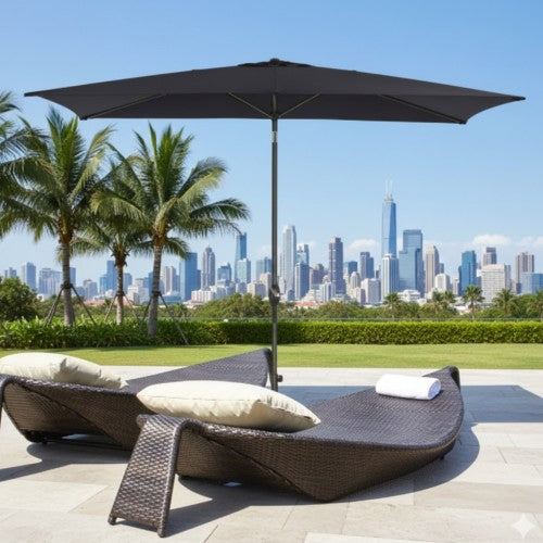 6.5 x 10 ft Black Rectangular Patio Umbrella with Crank, Tilt, Polyester UV-Resistant Canopy for Pool, Backyard & Patio (Without base)