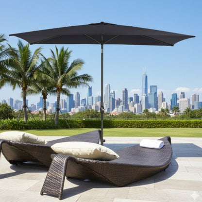 6.5 x 10 ft Black Rectangular Patio Umbrella with Crank, Tilt, Polyester UV-Resistant Canopy for Pool, Backyard & Patio (Without base)