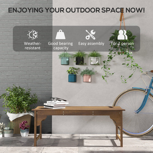 Wooden Garden Bench, Outdoor Park Bench with Slatted Seat, Backless Front Porch Bench with Curved Seat for Conservatory, Garden, Poolside, Deck, Teak