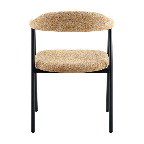 Fabric Upholstered Dining Chairs with Black Metal Legs, Set of 4, Light Khaki