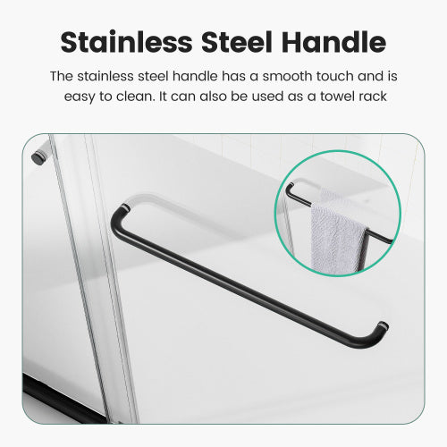 56"-60"W*58" H Semi-Frameless Double Sliding Tub Door, Bypass Bathtub Shower, 1/4" (6mm) Thick SGCC Tempered Glass Door, Matte Black