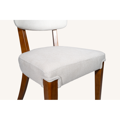 Armless Wood Dining Chairs with Upholstered Seats, Set of 2, Beige