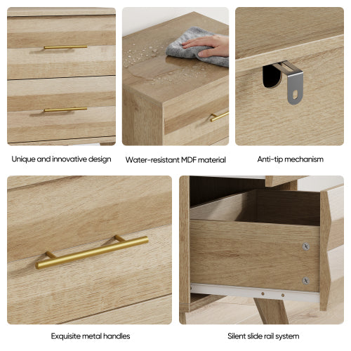 Oak 2-Drawer Medieval Modern Nightstand