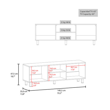 White Matching TV Stand & Coffee Table Set with Open Storage Shelves