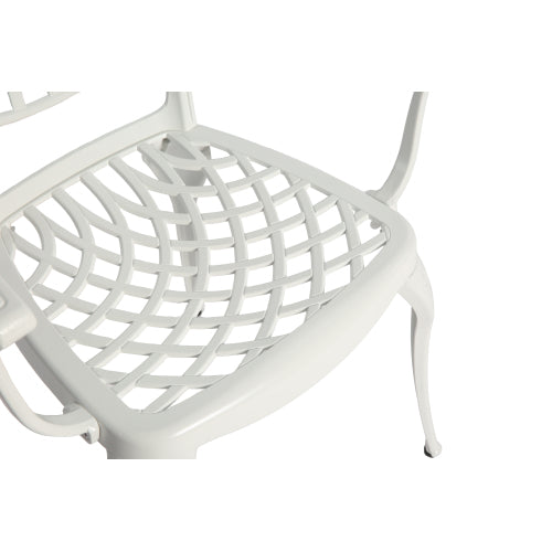 3 Piece Patio Bistro Set Cast Aluminum Bistro Table and Chairs Set of 2 with Umbrella Hole,All Weather Metal Bistro Table Set,Outdoor Patio Furniture Set for Garden White