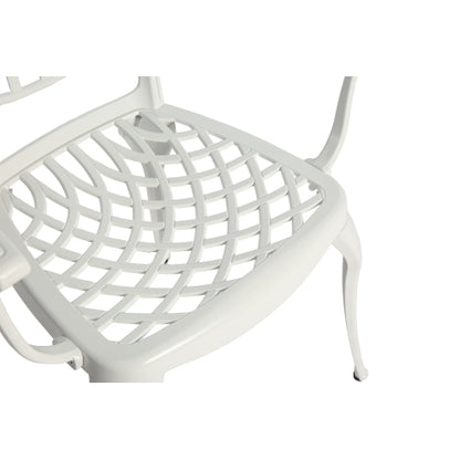 3 Piece Patio Bistro Set Cast Aluminum Bistro Table and Chairs Set of 2 with Umbrella Hole,All Weather Metal Bistro Table Set,Outdoor Patio Furniture Set for Garden White