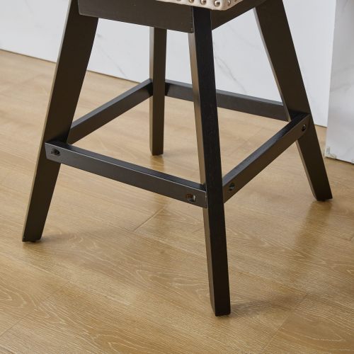 Swivel Velvet Barstools with Button Tufted Decoration and Wooden Legs, and Chrome Nailhead Trim, Leisure Style Bar Chairs,Bar stools, Set of 2 (Beige)