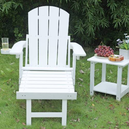 Lounge chair white color, suitable for all seasons: Outdoor lounge chair, made of sturdy HIPS material, equipped with 304 stainless steel accessories.