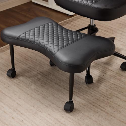 Upgraded Ergonomic Cross Legged Swivel Chair, Adjustable Height and PU Leather, Meditation& ADHA Chair with Back Support, Home and Office,Yoga Chair, Black