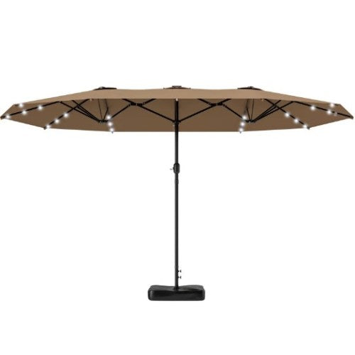 Double-Sided Parasol,Parasol Double-Sided Sun Umbrella with Base,Patio Parasol with LED Solar Lights