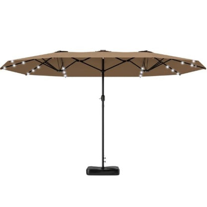 Double-Sided Parasol,Parasol Double-Sided Sun Umbrella with Base,Patio Parasol with LED Solar Lights