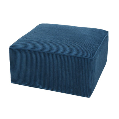 29.5 inch Square Blue Corduroy Modular Ottoman, Upholstered Foot Stool with Plywood Frame & Pocket Coil Cushion