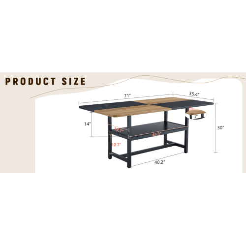 Two-Tone Spliced Dining Table with Storage Shelf