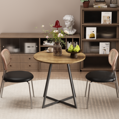 31.5 Inch Small Round Dining Table, Brown