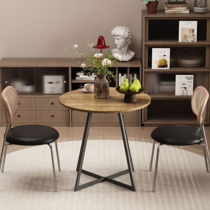 31.5 Inch Small Round Dining Table, Brown