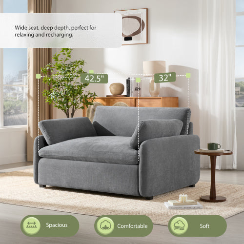 50*43 inch  Oversized Wide-Deep Chenille Single Accent Lounge Chair with Pillows