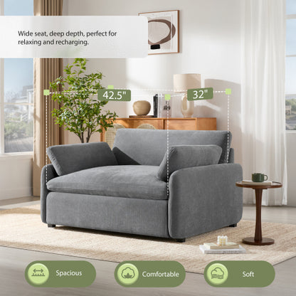 50*43 inch  Oversized Wide-Deep Chenille Single Accent Lounge Chair with Pillows