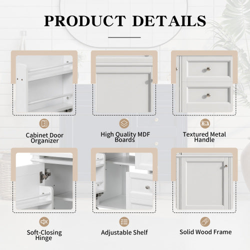 36'' Bathroom Vanity with Top Sink, Modern Bathroom Storage Cabinet with 2 Drawers and a Tip-out Drawer