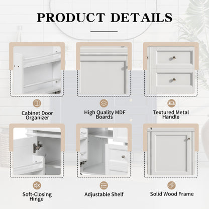 36'' Bathroom Vanity with Top Sink, Modern Bathroom Storage Cabinet with 2 Drawers and a Tip-out Drawer