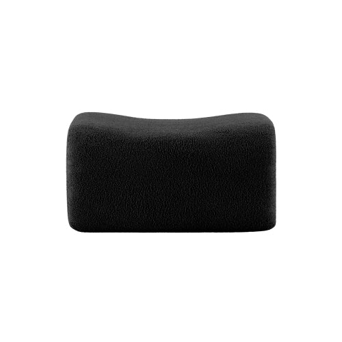Black Teddy Fabric Modular Ottoman, No-Assembly Plush Footrest for Sectional Sofa