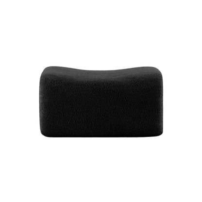 Black Teddy Fabric Modular Ottoman, No-Assembly Plush Footrest for Sectional Sofa