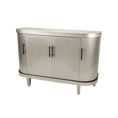 Champagne Modern Curved Four-Door Sideboard Solid Wood Leg Adjustable Shelf High Load-Bearing Home Console Cabinet